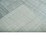 8x10 Hand Made Shaded White and Gray Blended Wool Flatwoven Area Rug