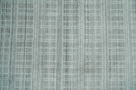 8x10 Hand Made Shaded White and Gray Blended Wool Flatwoven Area Rug