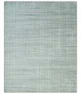 8x10 Hand Made Shaded White and Gray Blended Wool Flatwoven Area Rug