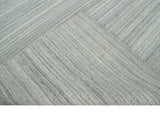 8x10 Hand Made Solid Ivory and Brown Blended Wool Flatwoven Area Rug