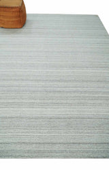 8x10 Hand Made Solid Ivory and Brown Blended Wool Flatwoven Area Rug