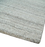 8x10 Hand Made Solid Ivory and Brown Blended Wool Flatwoven Area Rug