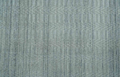 8x10 Hand Made Solid Silver And Gray Blended Wool Flatwoven Area Rug