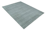 8x10 Hand Made Solid Silver And Gray Blended Wool Flatwoven Area Rug