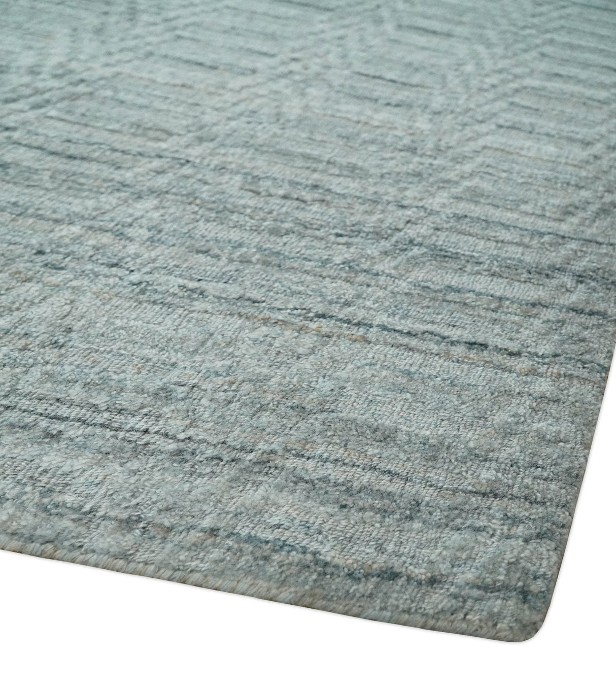 8x10 Hand Made Solid Silver And Gray Blended Wool Flatwoven Area Rug