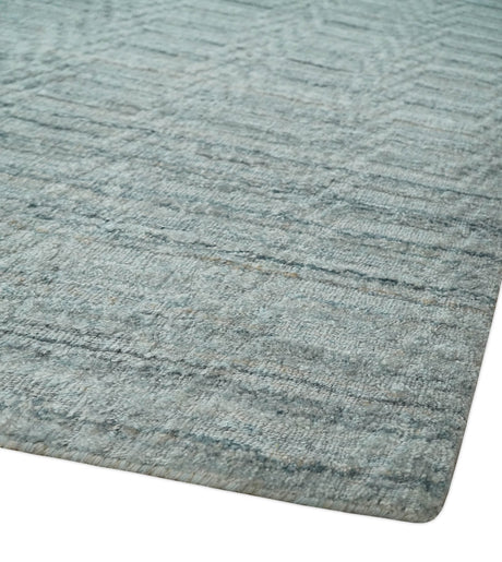 8x10 Hand Made Solid Silver And Gray Blended Wool Flatwoven Area Rug