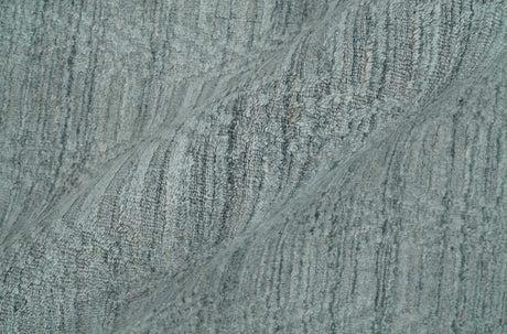 8x10 Hand Made Solid Silver And Gray Blended Wool Flatwoven Area Rug