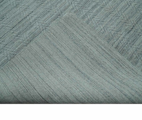 8x10 Hand Made Solid Silver And Gray Blended Wool Flatwoven Area Rug