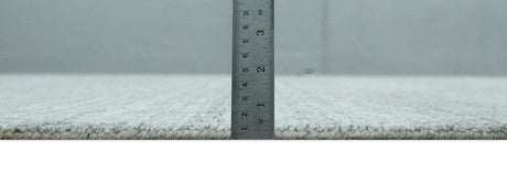 8x10 Hand Made Solid Silver And Gray Blended Wool Flatwoven Area Rug