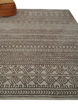 8x10 Hand Tufted Ivory and Bronze Stripes Pattern Rug Multi Size Living Room and Bedroom Rug | TRD6530810S