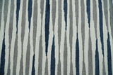 8x10 Hand Tufted White, Blue and Camel Modern Stripe Wool Area Rug