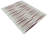 8x10 Ivory and Pink Hand Tufted Modern Scandinavian Stripe Wool Area Rug