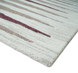 8x10 Ivory and Pink Hand Tufted Modern Scandinavian Stripe Wool Area Rug