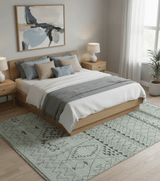 8x10 Ivory, Gray and Charcoal Hand Knotted Multi size Southwestern wool area Rug