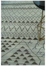8x10 Ivory, Gray and Charcoal Hand Knotted Multi size Southwestern wool area Rug