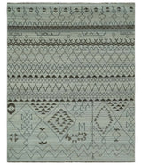 8x10 Ivory, Gray and Charcoal Hand Knotted Multi size Southwestern wool area Rug