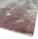 8x10 Ivory, Peach and Maroon Hand Carved Modern Abstract Hand Loomed Blended wool and Art silk Area Rug-Area Rug-Parc Decor