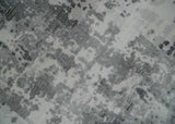 8x10 Ivory, Silver and Charcoal Modern Abstract Hand Loomed Blended wool and Art silk Area Rug