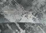 8x10 Ivory, Silver and Charcoal Modern Abstract Hand Loomed Blended wool and Art silk Area Rug