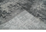 8x10 Ivory, Silver and Charcoal Modern Abstract Hand Loomed Blended wool and Art silk Area Rug-Area Rug-Parc Decor