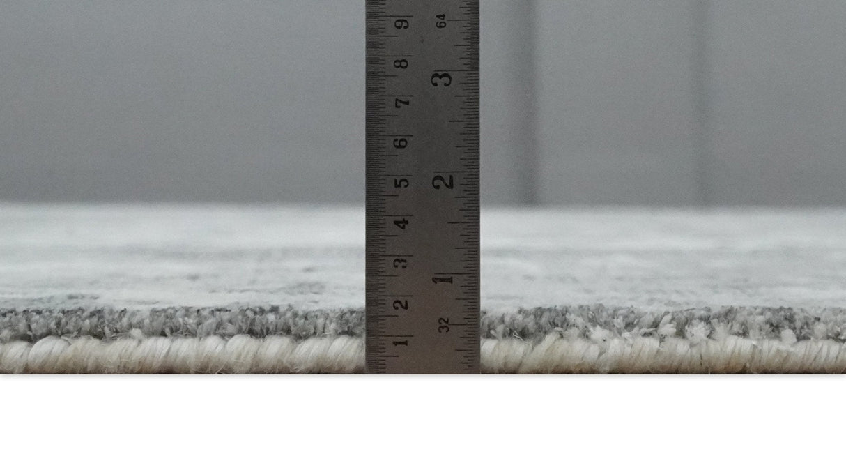 8x10 Ivory, Silver and Charcoal Modern Abstract Hand Loomed Blended wool and Art silk Area Rug-Area Rug-Parc Decor