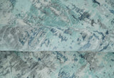 8x10 Ivory, Silver and Teal Modern Abstract Hand Loomed Blended wool and Art silk Area Rug