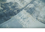 8x10 Ivory, Teal and Beige Modern Abstract Hand Loomed Blended wool and Art silk Area Rug