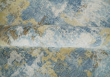 8x10 Modern Abstract Blended wool and Art silk Ivory, Teal and Beige Hand Loomed Area Rug
