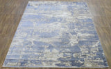 8x10 Rug, Blue and Brown Rug, Modern Abstract Hand loom Printed Viscose Area Rug-Area Rug-Parc Decor
