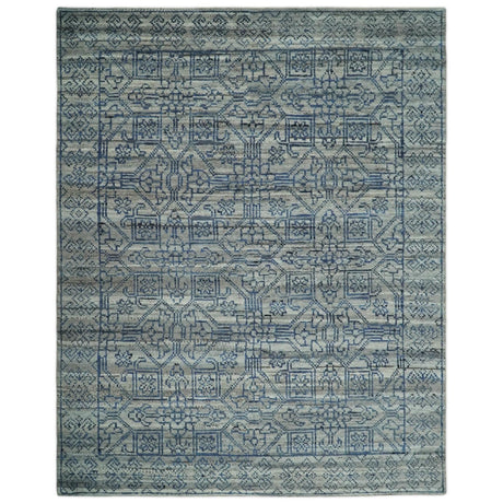 8x10 Silver, Gray and Blue Traditional Persian Minimal Area Rug | TRD43580810-Area Rug-Parc Decor