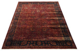 8x10 Traditional Overdyed Red And Black Hand Knotted Wool Area Rug