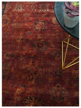 8x10 Traditional Overdyed Red And Black Hand Knotted Wool Area Rug