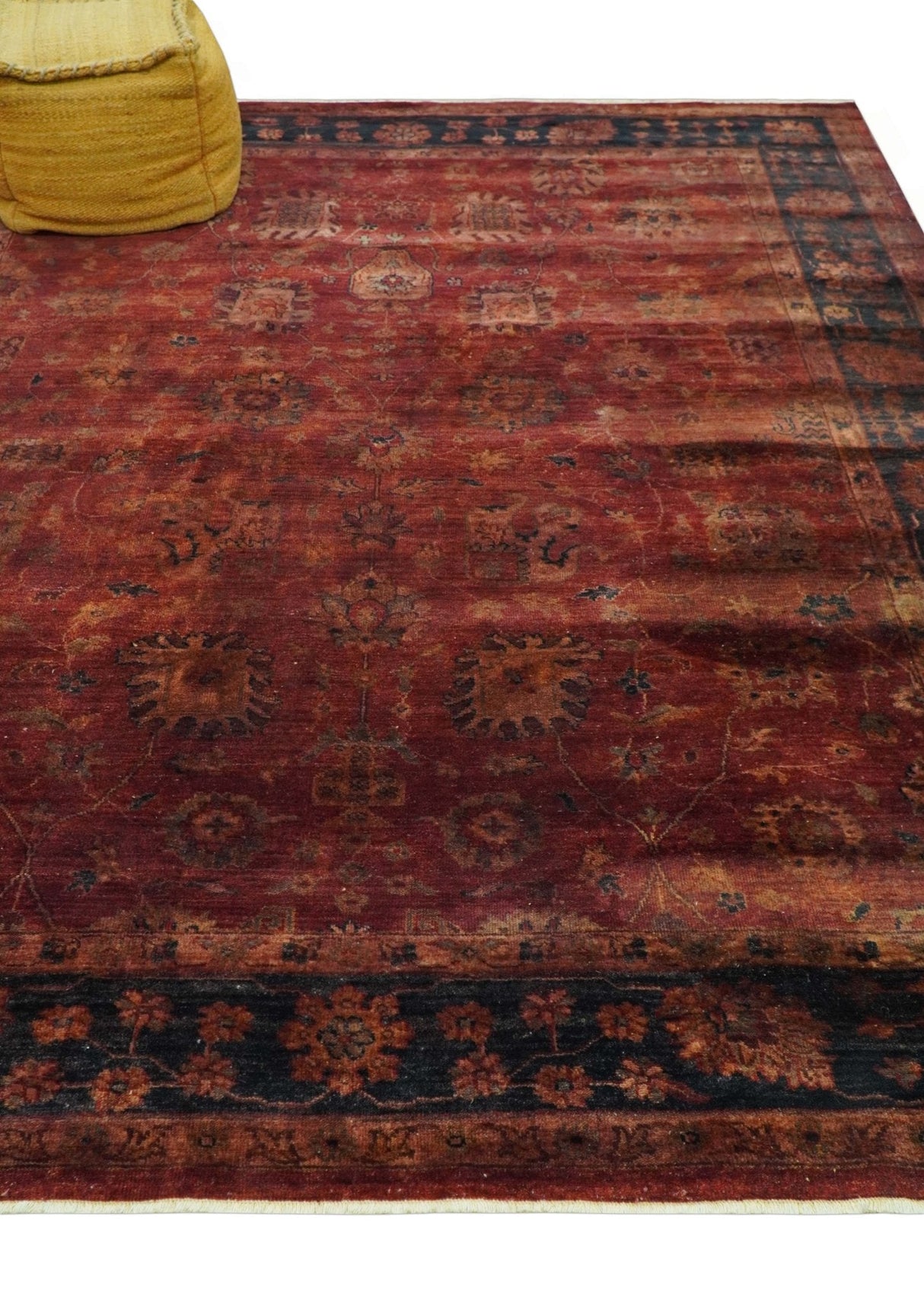 8x10 Traditional Overdyed Red And Black Hand Knotted Wool Area Rug