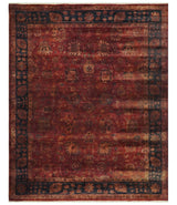 8x10 Traditional Overdyed Red And Black Hand Knotted Wool Area Rug