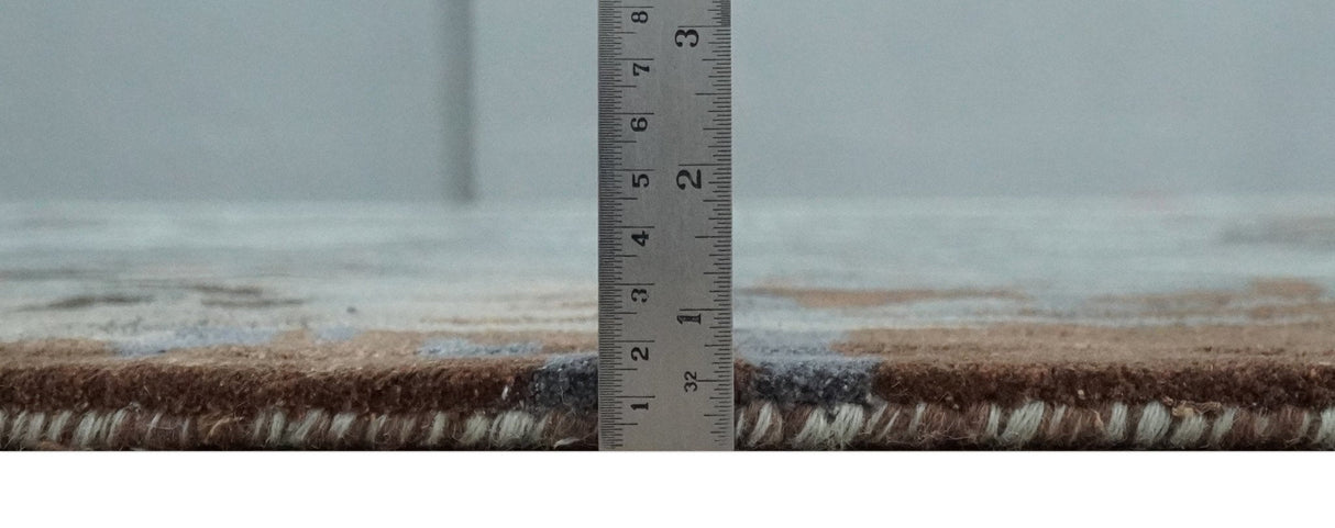 8x11 Gray, Silver and Brown Modern Abstract Hand Tufted wool and Art silk Area Rug-Area Rug-Parc Decor