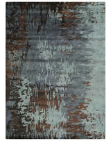 8x11 Gray, Silver and Brown Modern Abstract Hand Tufted wool and Art silk Area Rug-Area Rug-Parc Decor