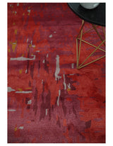 8x11 Red Modern Abstract Hand Tufted Wool and Art Silk Area Rug