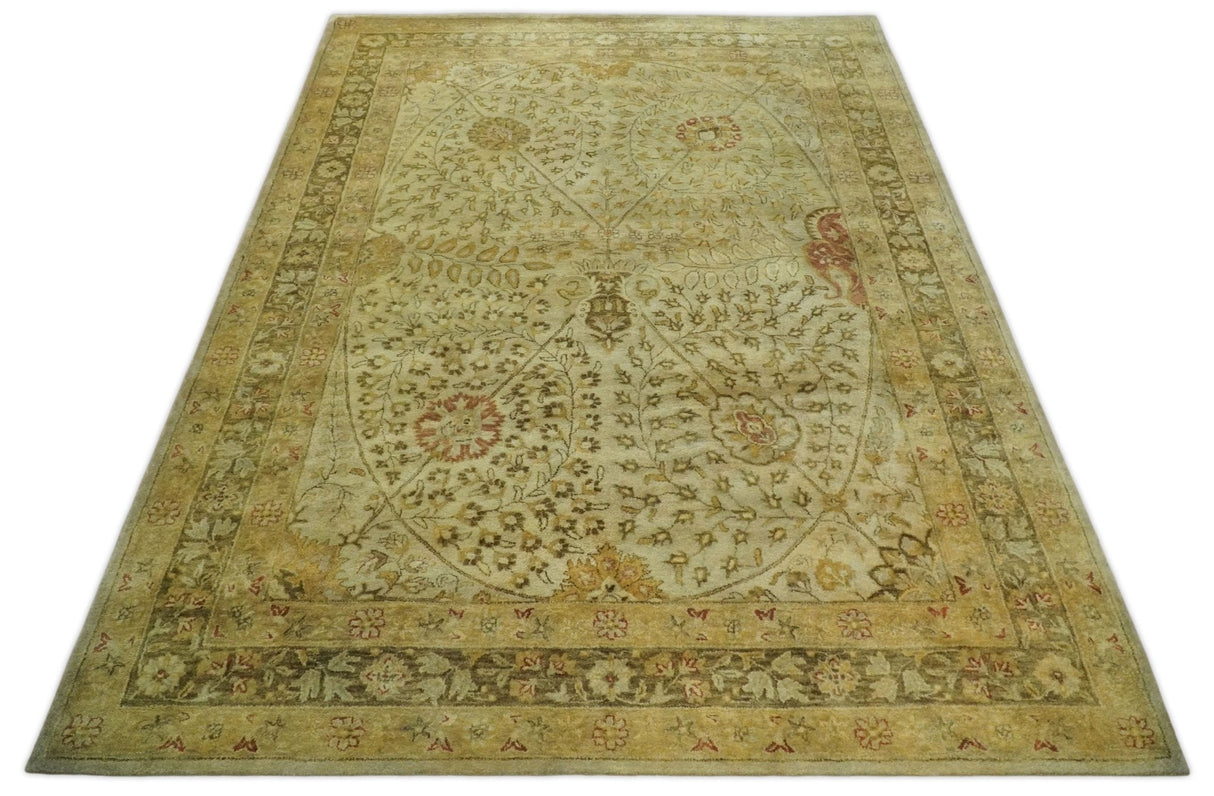 8x11 Vintage Persian Design Brown and Beige Hand Tufted Wool Area Rug