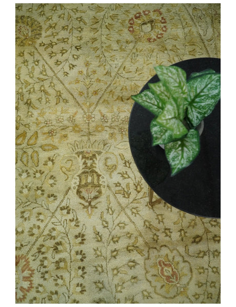 8x11 Vintage Persian Design Brown and Beige Hand Tufted Wool Area Rug