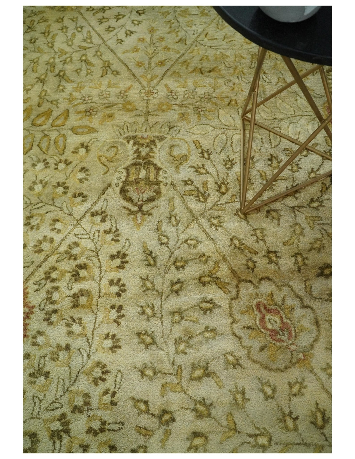 8x11 Vintage Persian Design Brown and Beige Hand Tufted Wool Area Rug