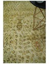 8x11 Vintage Persian Design Brown and Beige Hand Tufted Wool Area Rug