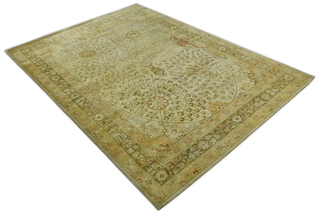 8x11 Vintage Persian Design Brown and Beige Hand Tufted Wool Area Rug