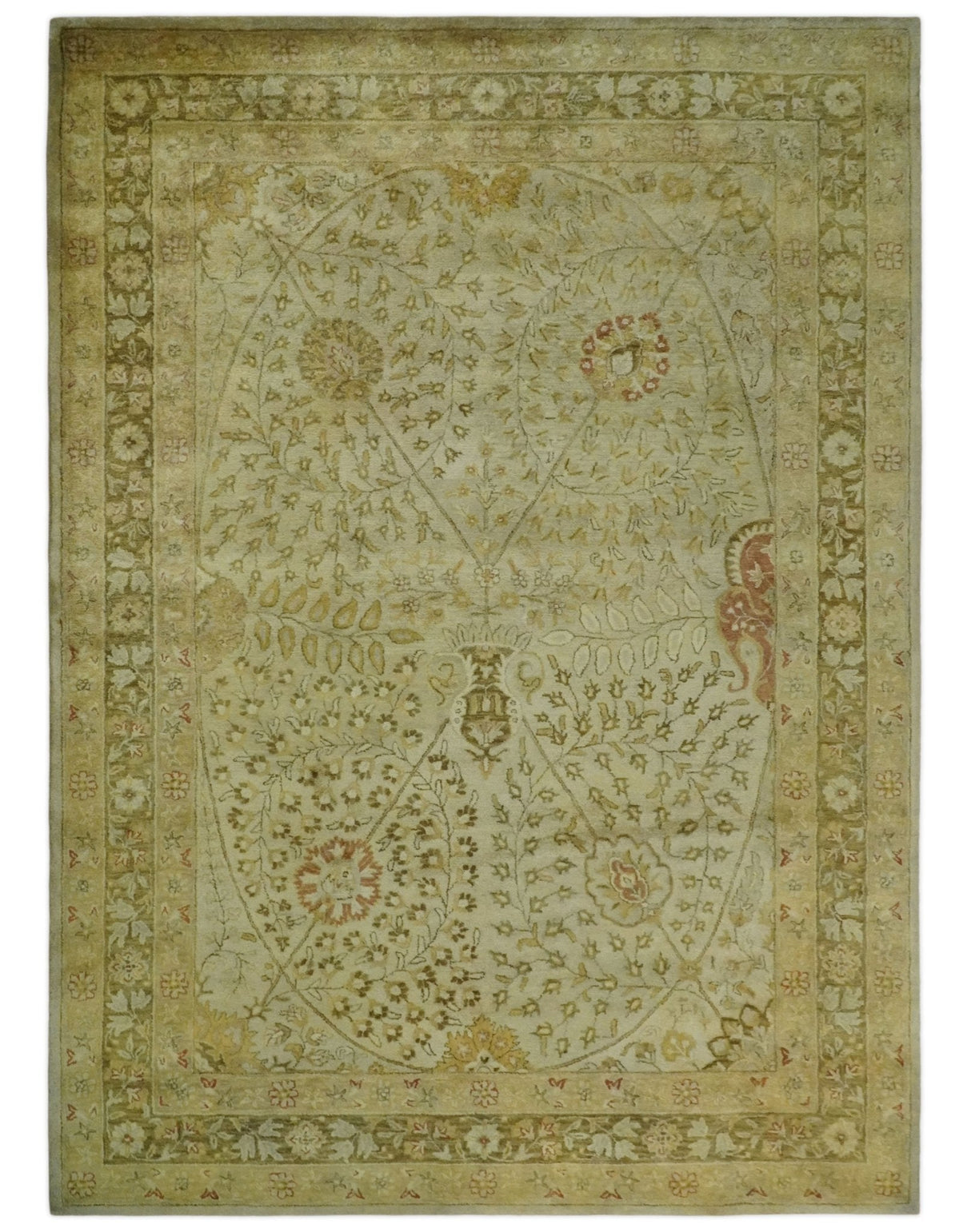 8x11 Vintage Persian Design Brown and Beige Hand Tufted Wool Area Rug