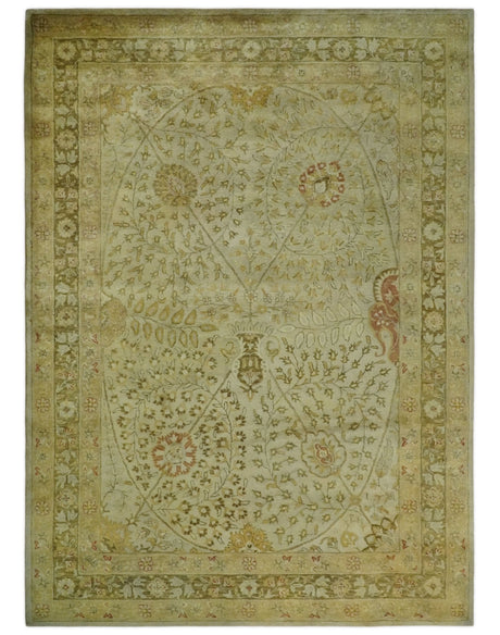 8x11 Vintage Persian Design Brown and Beige Hand Tufted Wool Area Rug