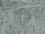8x8 Round Beige, Gray and Charcoal Antique Finish Vintage look Art Silk Area Rug
