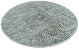8x8 Round Beige, Gray and Charcoal Antique Finish Vintage look Art Silk Area Rug