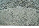 8x8 Round Beige, Gray and Charcoal Antique Finish Vintage look Art Silk Area Rug