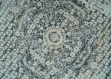 8x8 Round Beige, Gray and Charcoal Antique Finish Vintage look Art Silk Area Rug