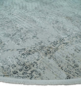 8x8 Round Beige, Gray and Charcoal Antique Finish, Vintage look, Art Silk Area Rug, Living Room Rug | TRDMM8-Area Rug-Parc Decor