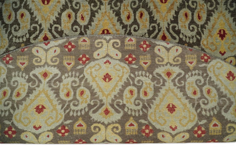 8x8 Round Fine Hand Knotted Brown and Beige Traditional Style Antique Wool Rug